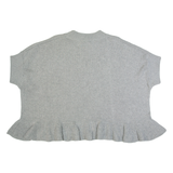 FRENCH CONNECTION Frill Womens Jumper Grey Tight Knit Short Sleeve L