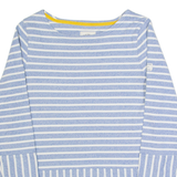 JOULES Womens Patterned Jumper Blue Striped Tight Knit 3/4 Sleeve UK 10