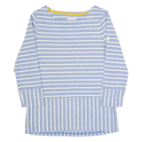 JOULES Womens Patterned Jumper Blue Striped Tight Knit 3/4 Sleeve UK 10