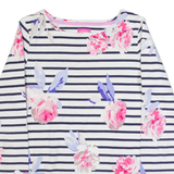 JOULES Womens Patterned Jumper White Striped Tight Knit UK 8