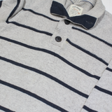 FAT FACE Womens Patterned Jumper Grey Striped Button Neck Tight Knit S