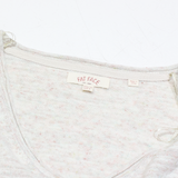 FAT FACE Womens Jumper Beige V-Neck Tight Knit Linen UK 10