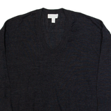 THE WHITE COMPANY Womens Jumper Grey V-Neck Tight Knit Wool UK 6