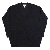 THE WHITE COMPANY Womens Jumper Grey V-Neck Tight Knit Wool UK 6