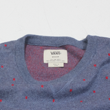 VANS Mens Patterned Jumper Blue Spotted Tight Knit M