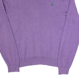 POLO RALPH LAUREN Mens Jumper Purple V-Neck Tight Knit S
