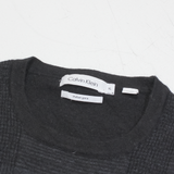 CALVIN KLEIN Womens Patterned Jumper Black Check Tight Knit Wool XL