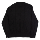 CALVIN KLEIN Womens Patterned Jumper Black Check Tight Knit Wool XL