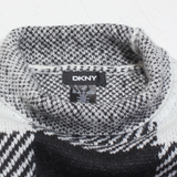 DKNY Womens Patterned Jumper Black Check High Neck Tight Knit XXS