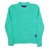 SUPERDRY Womens Jumper Green Cable Knit XS