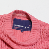 SUPERDRY Womens Jumper Pink Cable Knit XS