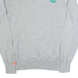 SUPERDRY Womens Jumper Grey V-Neck Tight Knit 2XL