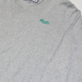 SUPERDRY Womens Jumper Grey V-Neck Tight Knit 2XL