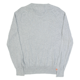 SUPERDRY Womens Jumper Grey V-Neck Tight Knit 2XL