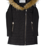 CALVIN KLEIN Womens Parka Coat Black Hooded XS