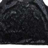 BABU Womens Camisole Blouse Black Sleeveless Crazy Pattern S