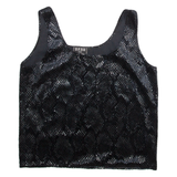 BABU Womens Camisole Blouse Black Sleeveless Crazy Pattern S
