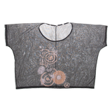 Womens Oversized Blouse Black 3/4 Sleeve 2XL