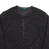 CANDA Womens Kimono Top Black Long Sleeve L