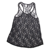 Womens Vests Top Black Sleeveless Floral XXS