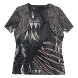TAIFUN Womens Top Black Crazy Pattern XXS