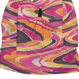 Womens Blouse Top Pink V-Neck Long Sleeve Crazy Pattern XXS