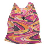 Womens Blouse Top Pink V-Neck Long Sleeve Crazy Pattern XXS