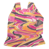 Womens Blouse Top Pink V-Neck Long Sleeve Crazy Pattern XXS