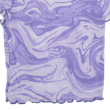 PULL&BEAR Womens Top Purple Crazy Pattern XS