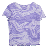 PULL&BEAR Womens Top Purple Crazy Pattern XS