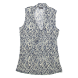 ESPRIT COLLECTION Womens Vests Shirt Grey Sleeveless Crazy Pattern XXS