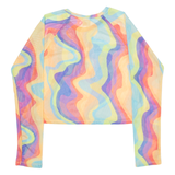 DISNEY Womens Cropped Top Pink Long Sleeve Crazy Pattern M