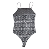 TALLY WEIJL Womens Camisole Bodysuit Grey Sleeveless Crazy Pattern S