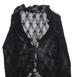 Womens Kimono Top Black Long Sleeve Floral XXS