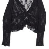 Womens Kimono Top Black Long Sleeve Floral XXS