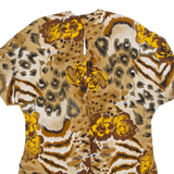 Womens Shirt Top Brown Crazy Pattern M