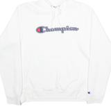 CHAMPION Mens White Hoodie USA M