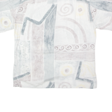 Mens Shirt White Viscose 90s Crazy Pattern XL