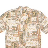 PULL AND BEAR Mens Shirt Brown Crazy Pattern S