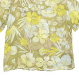 TRU Womens Shirt Green Viscose 90s Floral UK 16