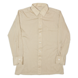 L. HUBSCHER Mens Plain Shirt Beige Long Sleeve S