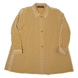 TH BRAUN Womens Shirt Beige 90s Polka Dot Long Sleeve L