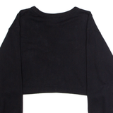 CHAMPION Cropped Womens Sweatshirt Black Crew Neck USA S