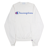 CHAMPION Mens Sweatshirt White Crew Neck S