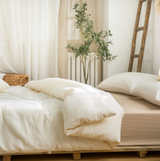 ANYHOUZ Beige Quilted Duvet Cover – Ultra Soft Bed Comforter Set