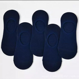 Anyfootwear 5 Pairs Size 10-14 Navy Blue Men Women Fashion Socks Cotton Long Crew Socks High Quality Office Business Sports Skateboard Knitted Casual
