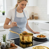 Anygleam Gold 304 Stainless Steel Saucepan – Small Milk & Soup Pot with Lid, Long Handle, Thickened Base, Induction Compatible Dormitory Cookware