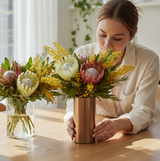ANYHOUZ Maxery Gold Iron Flower Vase Tabletop Decor – Modern Metal Art Ornament for Living Room Display & Home Crafts