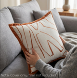 Anypillow White with Orange Abstract Line Decorative Cushion Cover – Soft Throw Pillowcase for Sofa & Bed