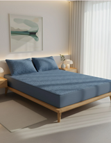 Anycozy Mattress Cover Blue King Size Pure Cotton Soft Quilted Bed Sheet Anti-bacterial Protector Cover